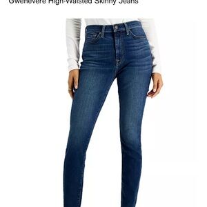 7 For All Mankind Dark Blue High-Rise Skinny Jeans